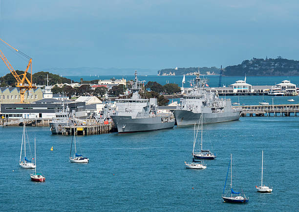 New Zealand Navy ships at Devonport Dockyard, Auckland New Zealand stock photo
