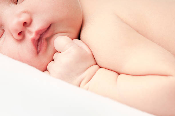 Newborn Baby Closeup stock photo