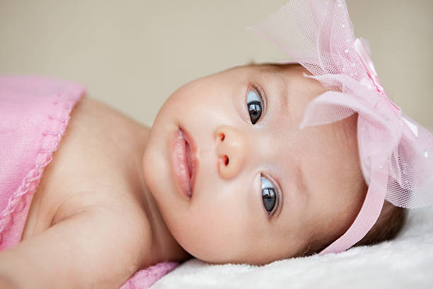 Newborn baby girl portrait stock photo