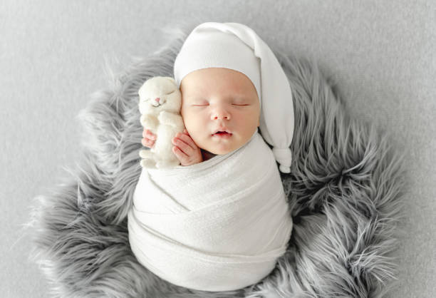 Newborn baby portrait stock photo