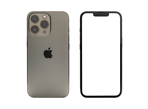 Antalya, Turkey - November 30, 2021: Newly released iPhone 13 Pro mockup set with back and front angles