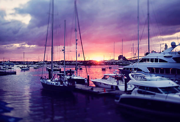 Newport harbor Newport, RI, harbor at sunset newport rhode island stock pictures, royalty-free photos & images