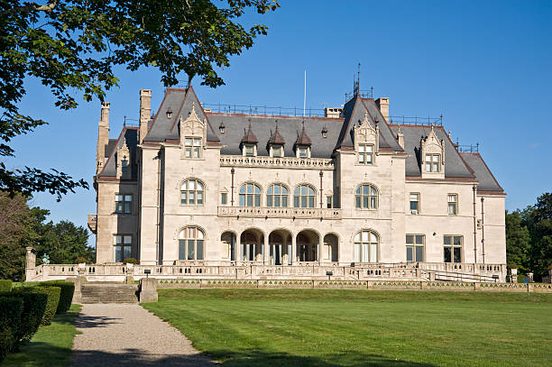Newport Rhode Island Mansion Newport Rhode Island Mansion Shot from the Public Cliff Walk newport rhode island stock pictures, royalty-free photos & images