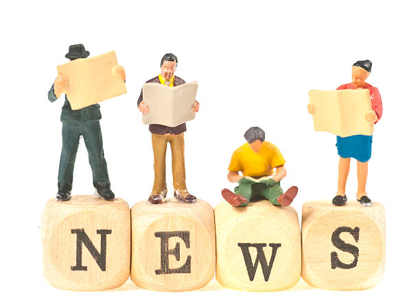 news abstract with figurines The word news with little people on it figurine stock pictures, royalty-free photos & images
