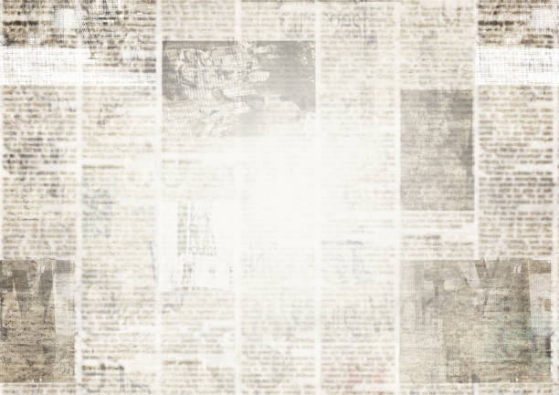 Newspaper with old grunge vintage unreadable paper texture background Newspaper with old unreadable text. Vintage grunge blurred paper news texture horizontal background. Textured page. Gray collage. Space for text. the media photos stock pictures, royalty-free photos & images