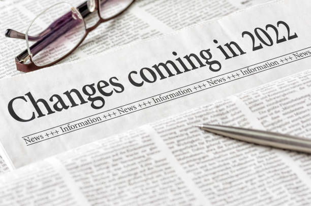 A newspaper with the headline Changes coming in 2022 stock photo