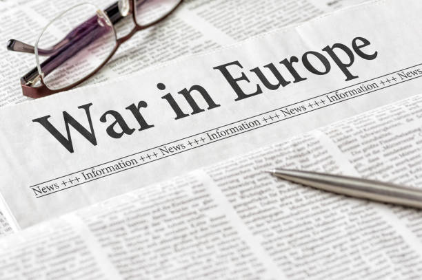 A newspaper with the headline War in Europe stock photo