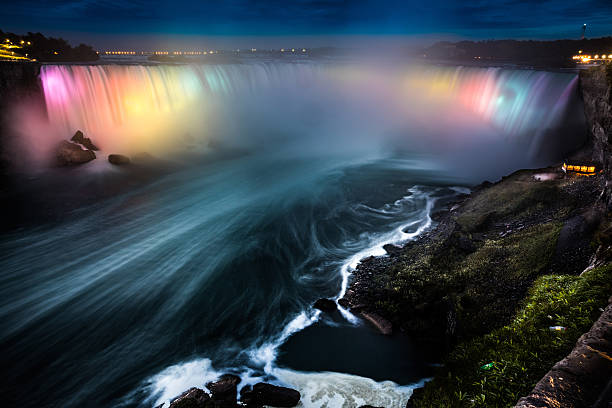 Niagara Falls at night - Canada - North America Niagara Falls at night - Canada - North America. niagara falls stock pictures, royalty-free photos & images