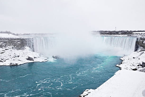 Niagara Falls Misty Winter Wonderland stock photo
