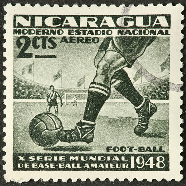 Nicaraguan football (soccer) postage stamp stock photo