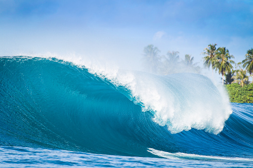 Nice Big Wave In Indonesia Stock Photo - Download Image Now - iStock