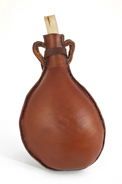 nice bottle made of leather stock photo