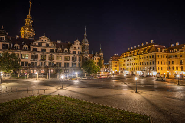 Nice view of Dresden lights Dresden Germany bruehl stock pictures, royalty-free photos & images