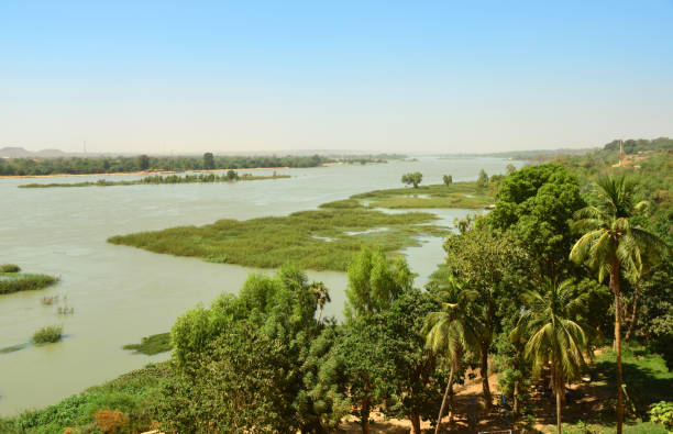 Niger River, from the left bank, Niamey, Niger stock photo