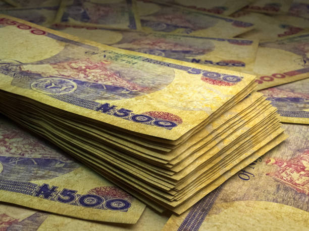 Nigerian banknotes. Nigeriannaira bills. 500 NGN polymer. Business, finance background. stock photo