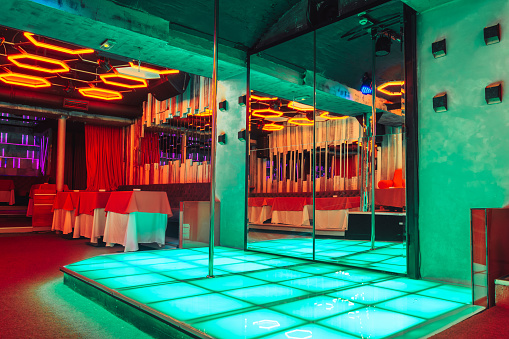 Night Club Interior With Pole Dance Stage Stockfoto Und Mehr