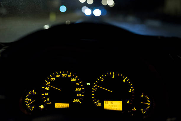 Night drive 50km/h stock photo