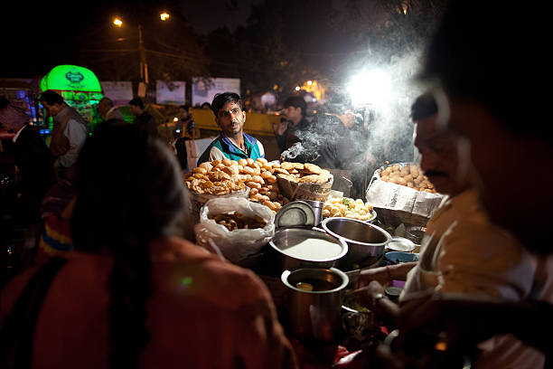 Night market, New Delhi, India stock photo
