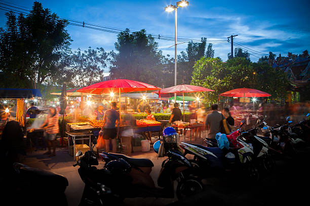 Night market Thailand "Night market, Thailand, long exposure" night market stock pictures, royalty-free photos & images