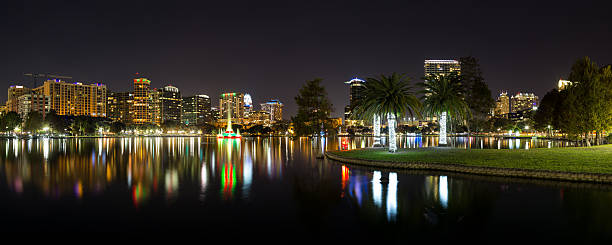Night Orlando panorama stock photo