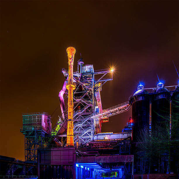 Night portrait of an factory plant stock photo