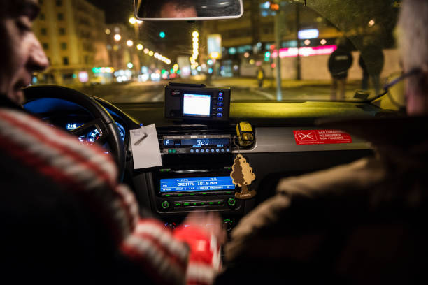 night taxi ride in lisbon, portugal - taxi lisboa imagens e fotografias de stock