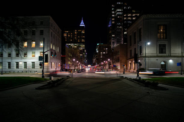 Night Time street view stock photo