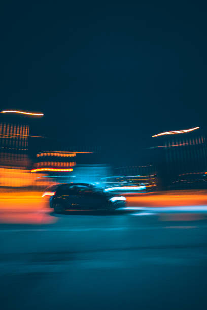 Night Traffic in motion stock photo
