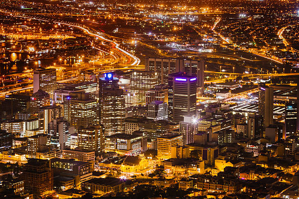 Night View of Cape Town stock photo
