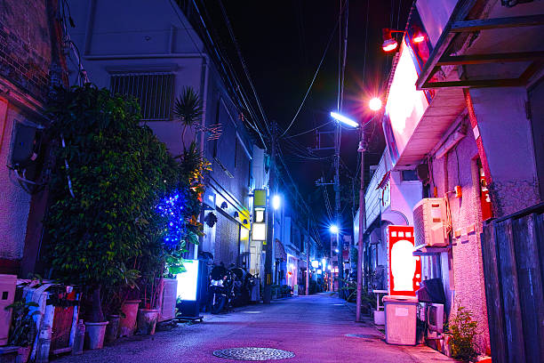 Night view of Ryugu Street stock photo