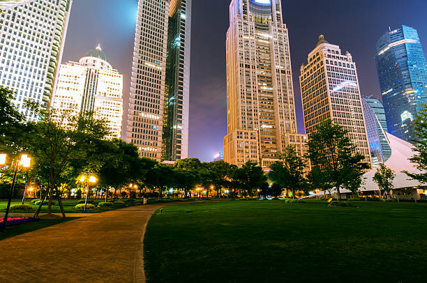 night view of the lujiazui financial centre the night view of the lujiazui financial centre in shanghai china. jif stock pictures, royalty-free photos & images