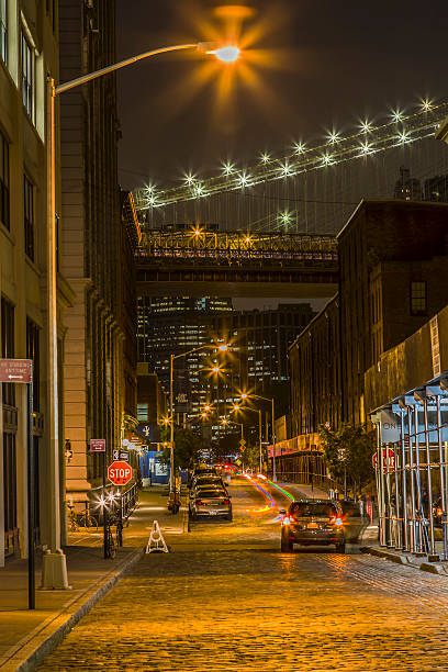 Night views of New York City stock photo
