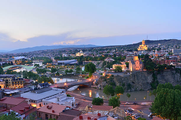 night views of Tbilisi. The capital of Georgia. stock photo