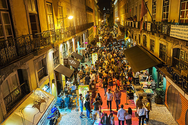 Nightlife in Lisbon stock photo