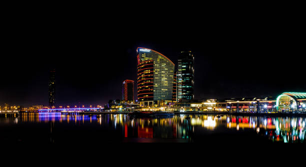 Nightscape photo of Dubai Festival City stock photo