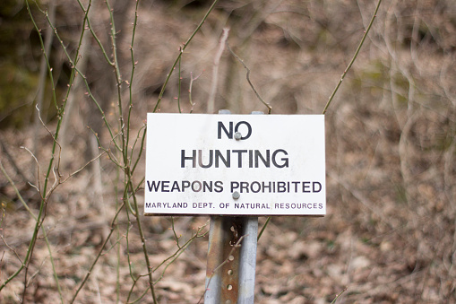 No Hunting and No Weapons Sign