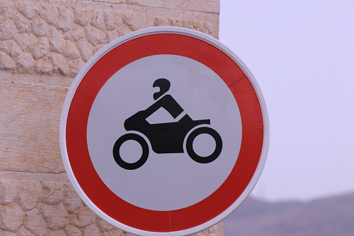 Motorcycle, Sign, Circle, Prohibited, Sign, Circle, Do Not Enter Sign, Geometric Shape, Land Vehicle, Geometric Shape