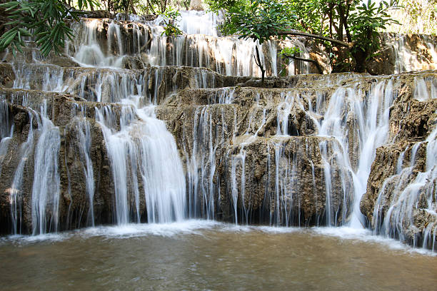 Noppiboon Waterfall in Sangkhlaburi District, Kanchanaburi Province, Thailand. stock photo
