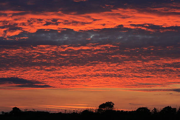 Norfolk Red Sky stock photo