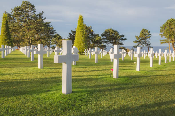 американское кладбище нормандии - colleville стоковые фото и изображения