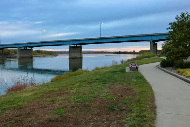 North Dakota Riverfront Walking Path stock photo