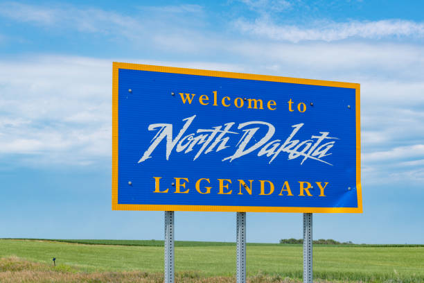 North Dakota Welcome Sign MCLAUGHLIN, ND - JULY 9, 2018: North Dakota welcome sign along the highway at the state border north dakota stock pictures, royalty-free photos & images