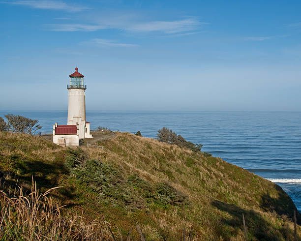 North Head Lighthouse Overlooking the Pacific Ocean With the advent of radar, GPS and other advanced navigation tools, lighthouses no longer need to perform the same function they once did; guiding ships to safety. Instead, they have been preserved as historic monuments; reminding us of a time when shipping and sailing were more perilous activities. The North Head Lighthouse is located at Cape Disappointment State Park near Ilwaco, Washington State, USA. jeff goulden lighthouse stock pictures, royalty-free photos & images