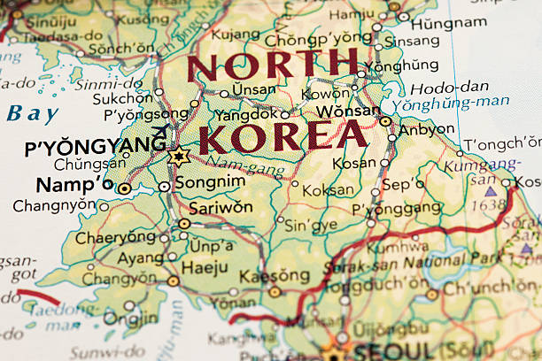 северная корея карта - north korea стоковые фото и изображения
