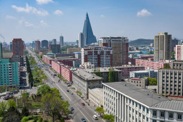 North Korea Pyongyang skyline stock photo