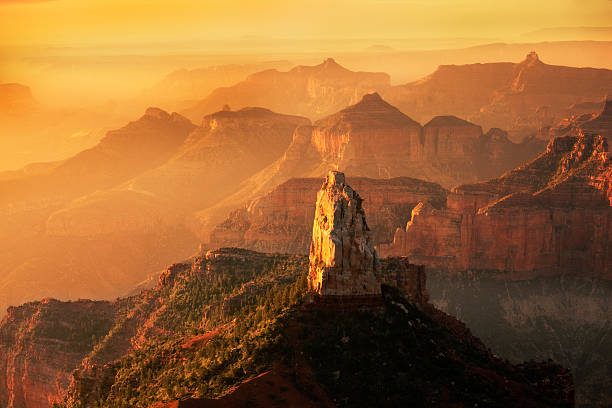 North Rim Point Imperial Sunrise at Grand Canyon National Park Subject: Sunrise view from the Point Imperial at the North Rim of Grand Canyon. south rim stock pictures, royalty-free photos & images