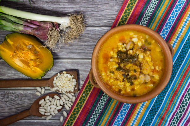 Northern locro dish, typical to celebrate national days in Argentina Northern locro dish and ingredients, typical to celebrate national days in Argentina. Traditional gastronomy argentina food stock pictures, royalty-free photos & images
