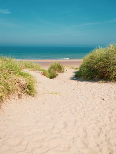 Northumberland beach stock photo