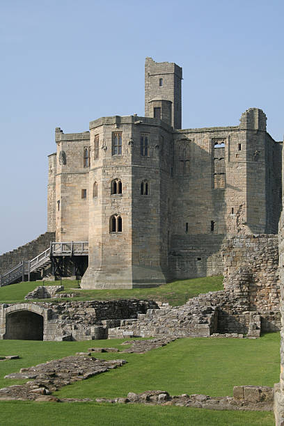 Historic Warkwoth Castle in Northumberland England where battles have...