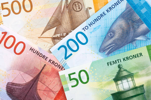 Norwegian money, a background stock photo